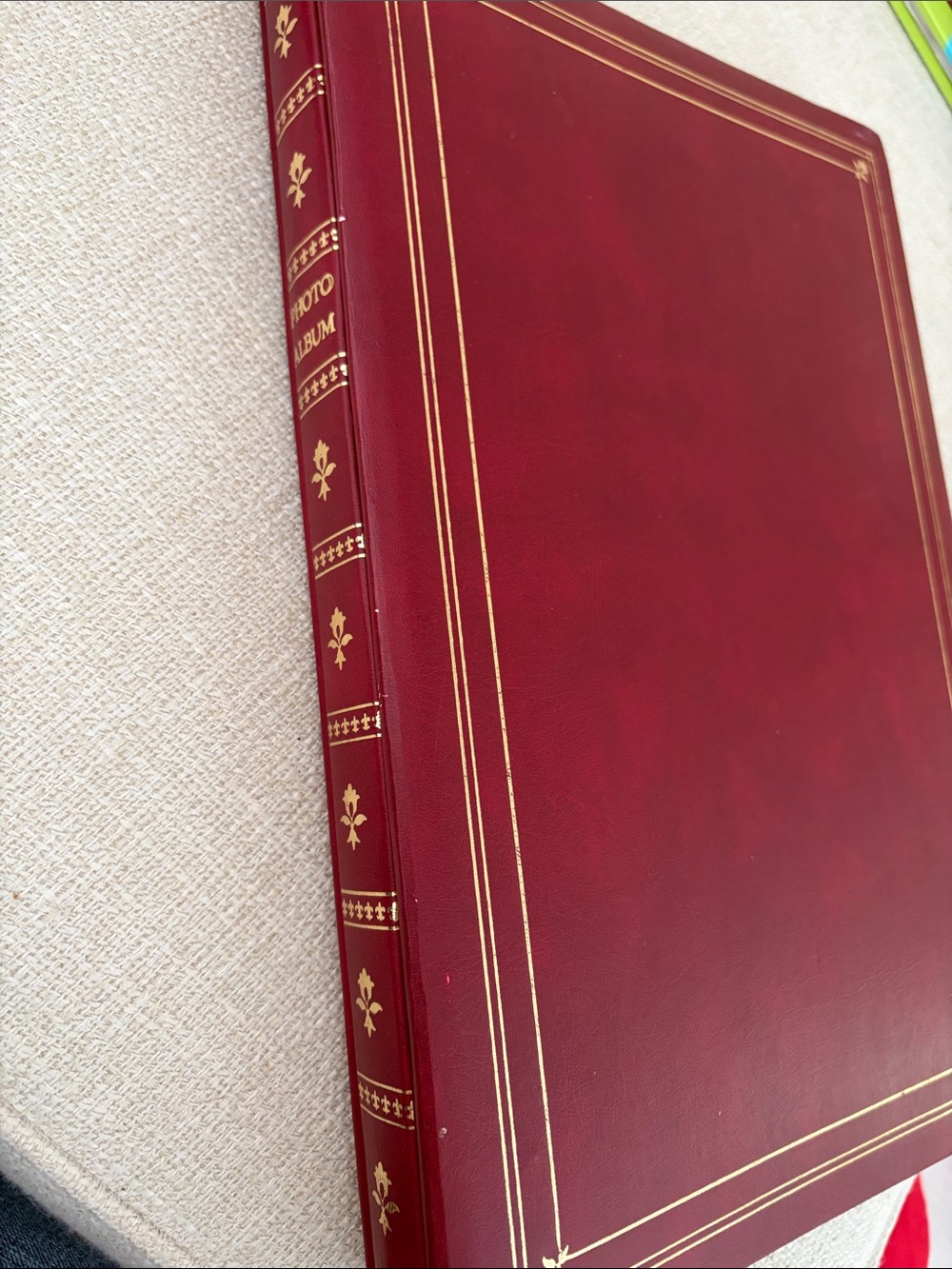 Classic Red Photo Album with Gold Accents